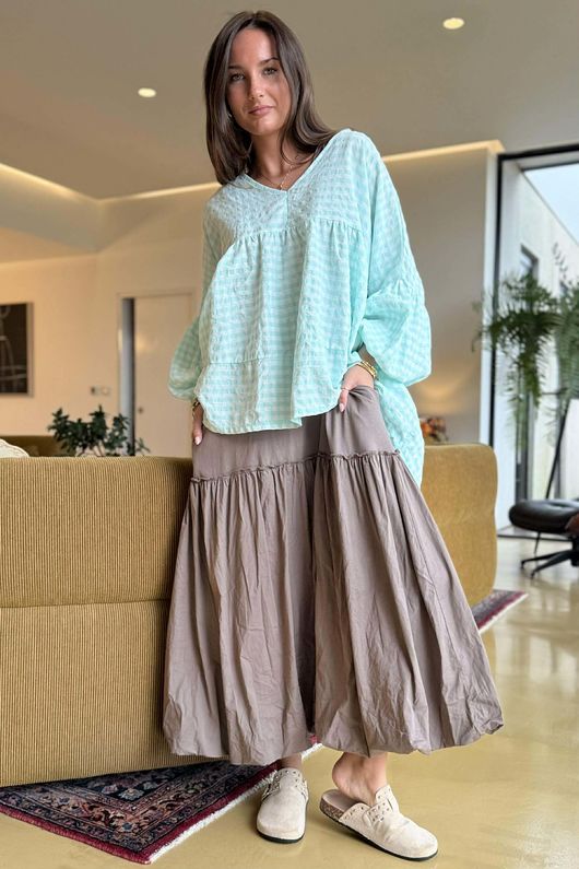 Nonni Gingham Artist Smock Aqua